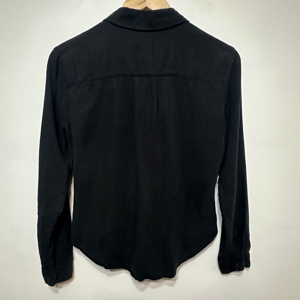 Cloth & Stone Ruched Front Tencel Button Down Shirt Womens Small Black Casual - Picture 9 of 9